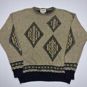 Vintage 90s NANI BON Men's Sweater Made Italy 3D Pattern Knit Crewneck - Size 48